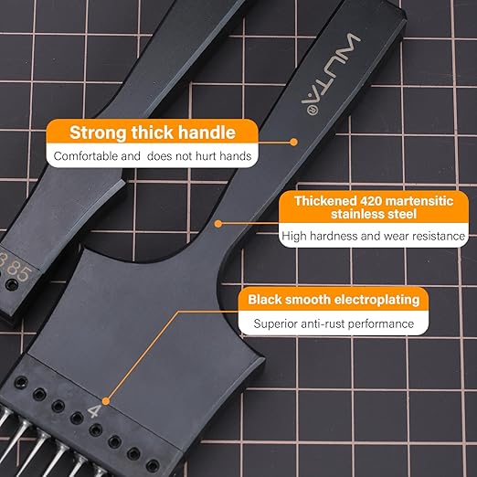 WUTA Removable Leather Hole Punch,Versatile Leather Stitching Punch,Leather Hole Punch Tool Set,Leather Stitch Punch for Leather Stitching Punch Craft DIY（Adapter-3mm 10hole）