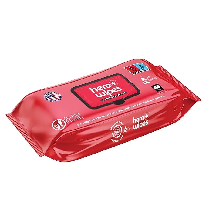 Hero Wipes Body Wipes Remove 98% Of Carcinogens, Ash, Soot, Smoke, Toxins - 48ct Extra Thick Durable 10x9 inches Firefighter Wet Wipes