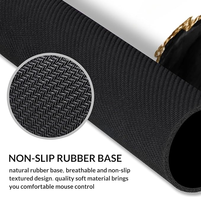 Inspiring Extended Gaming Mouse Pad (31.4x11.8 in), Large Non-Slip Rubber Base Mousepad,Keyboard Mouse Mat Desk Pad for Work, Game, Office, Home -Black White Gole Marble