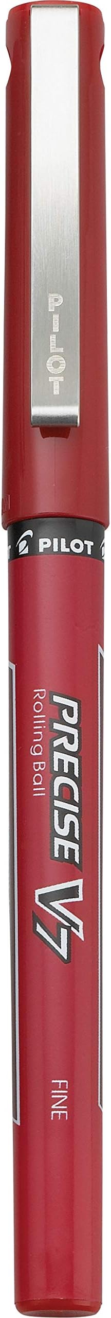Pilot, Precise V7, Capped Liquid Ink Rollerball Pens, Fine Point 0.7 mm, Red Ink Pens, Pack of 8 - Ideal for School, Journaling & Office Writing