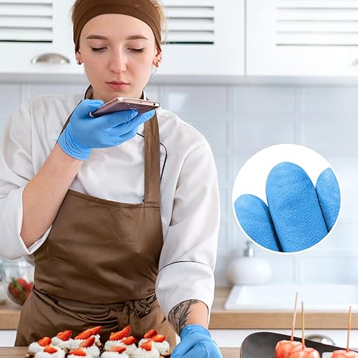 Disposable Nitrile Exam Gloves, 3 Mil, Blue, Nitrile Gloves Disposable Latex Free, Medical Gloves, Cleaning Gloves, Food-Safe Rubber Gloves, Powder Free, Non-Sterile, 100-ct Box (Small)