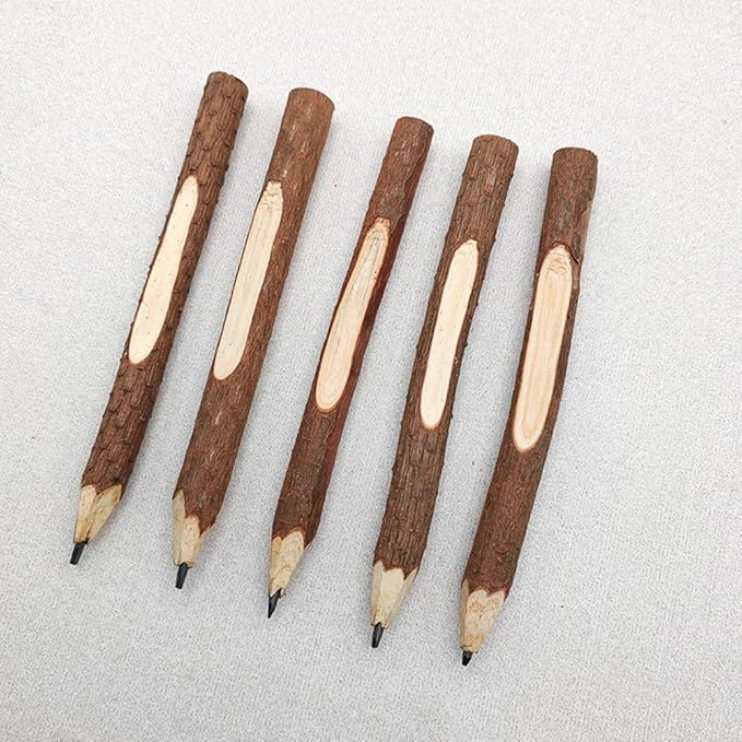 SKKSTATIONERY 12 Pcs Natural Wooden Pencils Wood Tree Branch, 5" Long Twig Hand Made Pencils for School Party Supplies Novelty Gifts