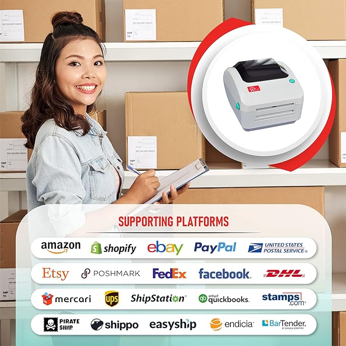 Arkscan 2054A-LAN Ethernet Network Shipping Label Printer for Windows Mac Chromebook iPhone & Android, Support Amazon Ebay Paypal Etsy Shopify ShipStation UPS USPS FedEx, 4x6 Direct Thermal