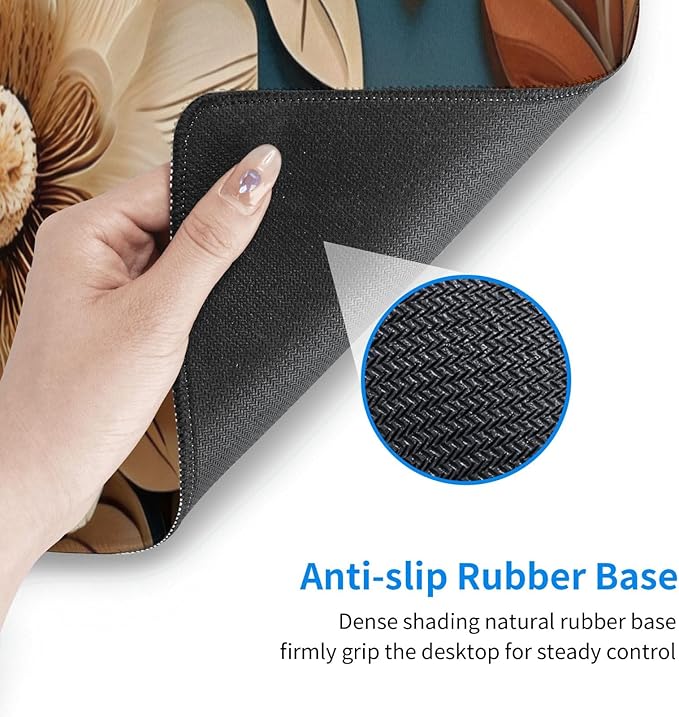Gaming Mouse Pad, Large Non-Slip Rubber Base Mousepad, Keyboard Mouse Mat, Desk Pad with Stitched Edges, 31.5x11.8inch,Floral