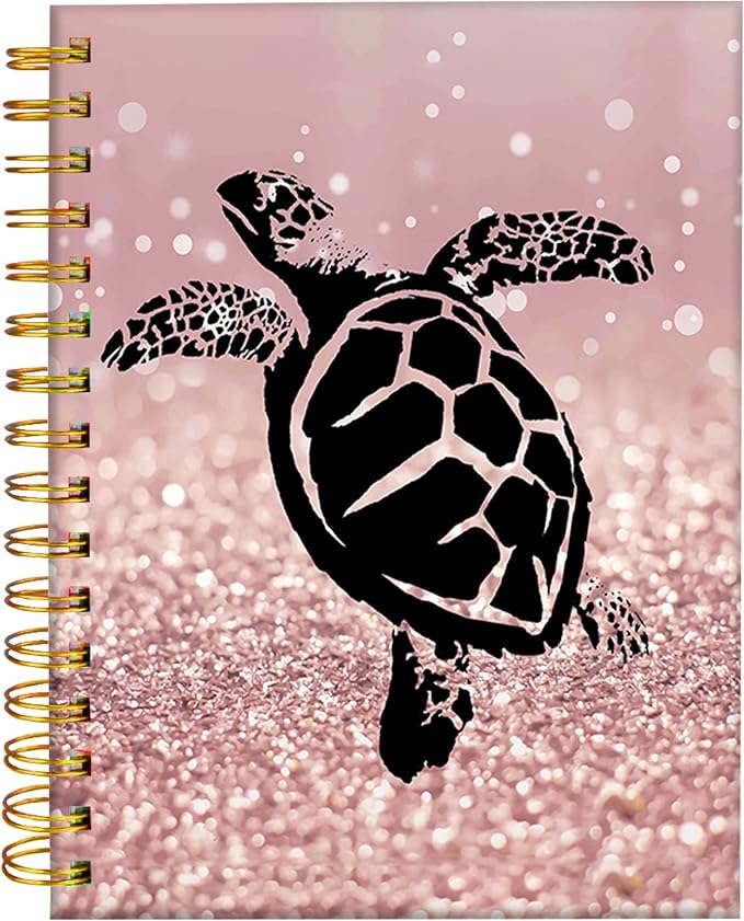 iampanda Spiral Journal Notebook,Colorful Glitter Turtle Strong TwinWire Binding with Premium Paper for Girl Women,60 Sheets A5 College Ruled NotebookJournal,Perfect for School Office Home