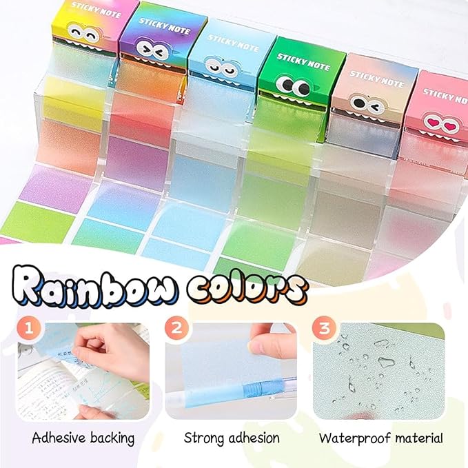 Cute Monster Pattern Sticky Note, 105 Sheets/Roll Fun Pastel Pull-Out Memo Pads, Cute Post it Notes, Easy Post Memo Pads, Funny Back to School Gift for Teachers & Students (4 Boxes)