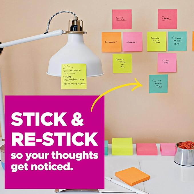 Post-it Super Sticky Notes, Limited Edition Color Collection, 3x3 in, 15 Pads/Pack, 45 Sheets/Pad (Pack of 12)