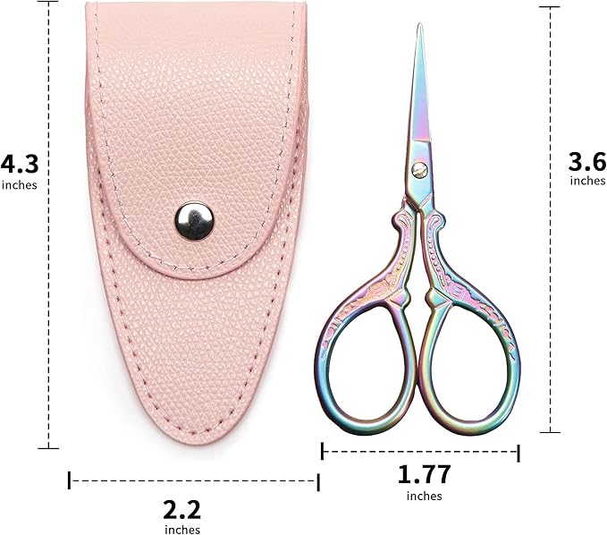 3.6 inch Small Titanium Scissors with Cover, Mini Scissors in a Pouch, All Purpose Everyday Use, Titanium Color