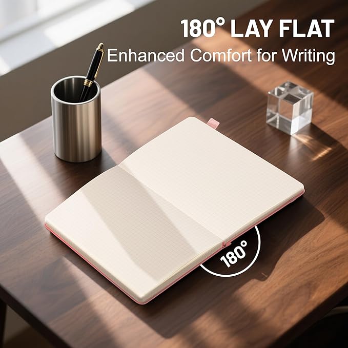 CAGIE Graph Paper Notebook 320 Pages 100 GSM Graphing Grid Journal B5 Hardcover Leather Quad Ruled Notebooks for Engineering, Math, Work, Pink