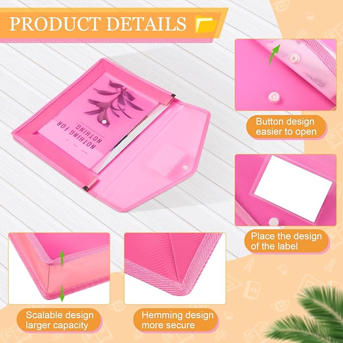 Epakh B4 Plastic Expanding File Folders Wallet for School Classroom Envelope File Folder Document Organizer Colorful Receipt Organizer with Snap Closure for Office (Bright Color,36 Pack)