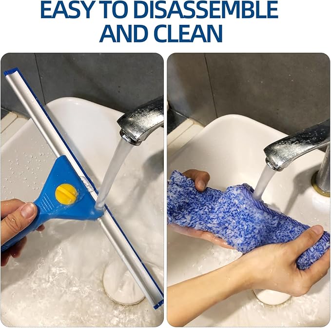 MRDARENSU Professional Window Cleaning kit, 2-in-1 Window Squeegee with 51" Extension Poles, Suitable for Indoor & Outdoor Windows, High Glass, High Windows, Multi-Purpose Car Windshield Cleaning