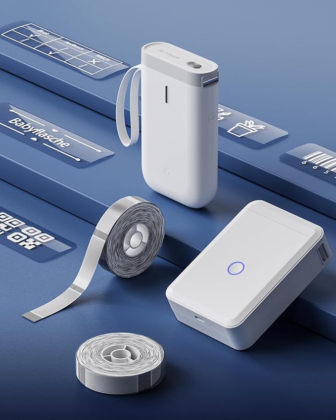 NIIMBOT D11 Label Maker Tape 6Rolls Clear Label Paper 0.55" X 1.18" (14 X 30mm) 210 Labels/Roll, Compatible for NIIMBOT D11 D110 Label Printer, Thermal Paper Black on Transparent, 6-Roll