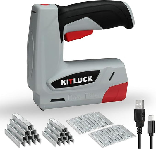 KITLUCK Electric Staple Gun, 2-in-1 Cordless Brad Nailer, 4V Electric Stapler Kit with 2000 Staples and 1000 Nails, USB Charger, 2000mAh Li-ion Battery for Home Use, Wood, Fabric, Upholstery, DIY