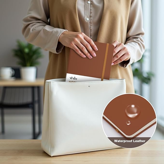 ViVin Lined Journal Notebooks, 3 Pack, Brown, 192 Pages, Medium 5.5 x 8.3 inch, College Ruled, A5 Hardcover Notebooks, Journaling Notebooks for Writing, Business, School