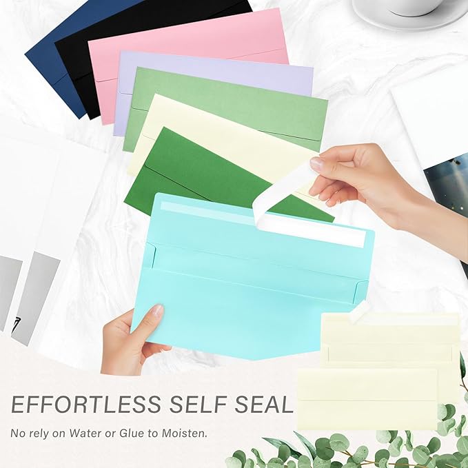 50 Pack #10 Business Envelopes, Self Seal Standard Ivory Envelopes for Secure Business & Legal Mailing, Office, Checks, Letter, Invoices, 4 1/8 x 9 1/2 Inches