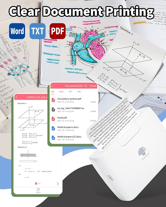 Phomemo M04S Bluetooth Portable Printer - Thermal Label Printer, Support 2/3/4 inch Printing, Compatible with Phones, Computer, 300dpi, Great for Documents, Notes, Stickers, Labels