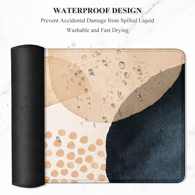 Auhoahsil Large Mouse Pad, XXL Desk Pad, Extened 35" x 15", Non-Slip Rubber Base, Stitched Edges, Superior Surface, Waterproof Keyboard Mat, Large Mousepad for Gamer, Office & Home, Abstract Stone