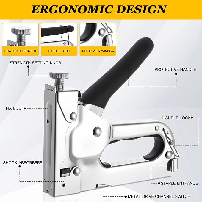Faccito 6000 Pcs Staple Gun Kit Heavy Duty Manual Stapler Includes 1/4", 3/8", 1/2" Staples for Upholstery Professional Household Projects