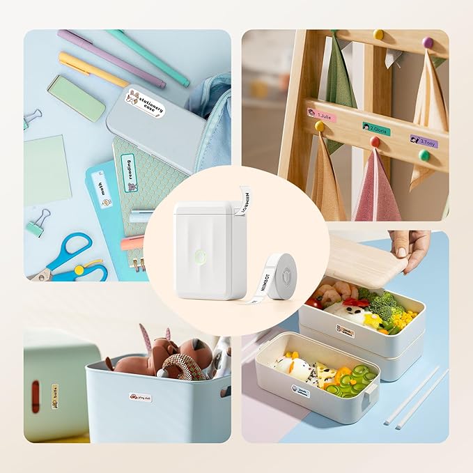NIIMBOT Label Maker Machine Bluetooth Label Printer for School Home Office Organization, Mini Labeler D110 Label Machine with 3Rolls Labels