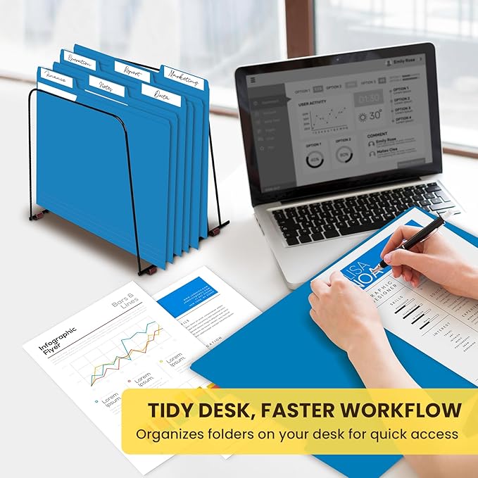 Colored File Folders Letter Size, 60 Pack Blue Folders 1/3 Cut Tabs, Assorted Pastel Color Office School Buiness Folders for Filing Organization, Paper File Folder Bulk Set