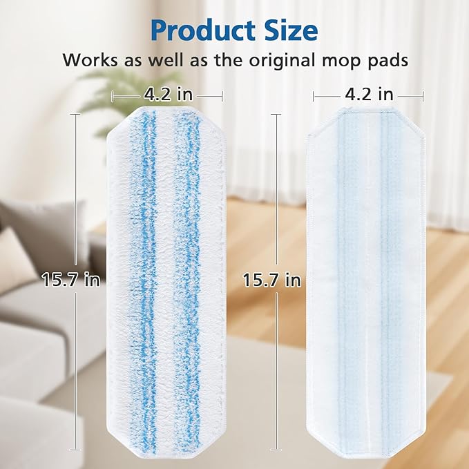 6 Pack H2prO Mop Pads Compatible with O Ceda H2PrO Flat Mop System, 100% Microfiber Mop Head Replacements, Washable and Reusable for H2prO Mop Refills, White