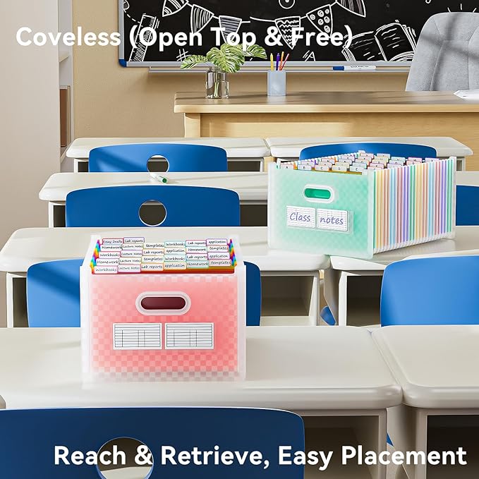 ThinkTex 26 Pockets Expanding File Folder, Upright & Open Top, A-Z Colorful Tabs, Larger Capacity Accordian Folder, Letter/A4 Size for School, Home and Office - Pink