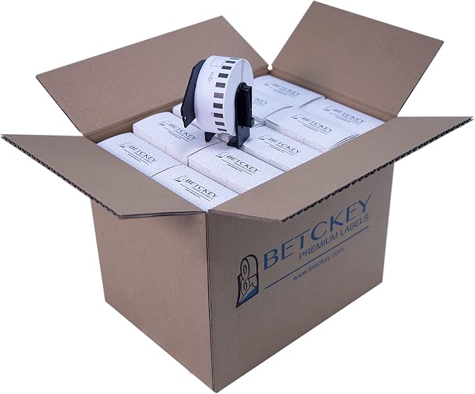 BETCKEY - Compatible Continuous Label Replacement for Brother DK-2210 (1-1/7" x 100'), Use with Brother QL Label Printers [20 Rolls]