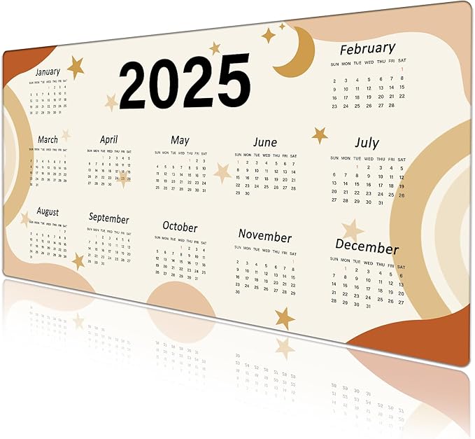 2025 Calendar Desk Pad Protector, Stitched Edges Mouse Pad, Large Office Desk Mat, Non-Slip Desk Blotter, Laptop Desk Pad, Desk Writing Pad for Office and Home (31.5" x 15.7 ")