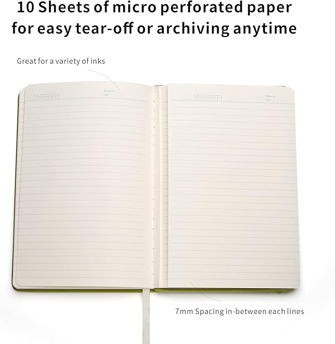 Deziliao Lined Journal Notebooks with Pen Loop, Hardcover Notebook Journal for Work, 100Gsm Premium Thick Paper with Inner Pocket, Medium 5.7"x8.4", （Green, Ruled）