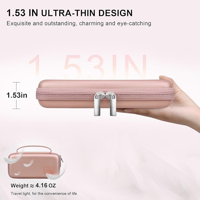 BOVKE Hard Travel Case for Texas Instruments TI-84 Plus CE/TI-84 Plus/TI-83 Plus CE/TI-83 Plus/Casio fx-9750GIII Graphing Calculator, Mesh Pocket for USB Cables, Manual, Pens, Accessories, Rosegold