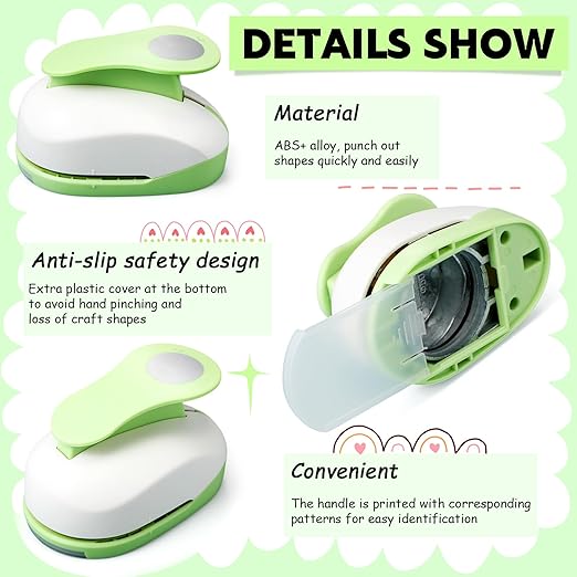 Chengu 6 Pcs Circle Punch Set 3in/2in/1.5in/1in/0.6in/0.3in Scrapbook Hole Punchers Crafting with 10 Sticker Paper Round Cutter Scrapbook for Office Supplies DIY Albums Photos