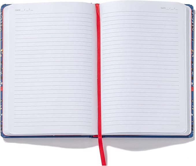 High Note Non-Dated Journal Notebook Dinara Mirtalipova, 6" x 8.5" Lined Floral Notebook with Foil Accents, 183 Pages, Elastic Band and Ribbon Bookmark