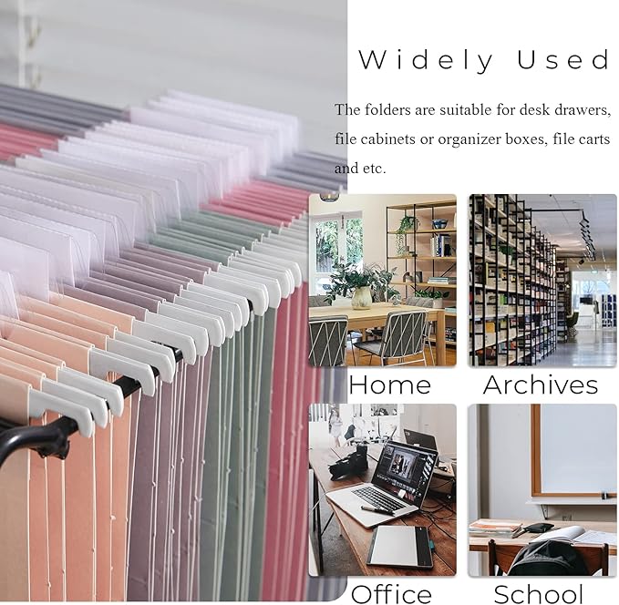 Y YOMA Legal Size - 25 Pack Colored Hanging File Folders Decorative Hanging Folder Cute Pretty File Folder for Filing Cabinet Office Home with 1/5-Cut Adjustable Tabs, Morandi Assorted Color