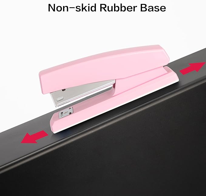 Deli Stapler, Desktop Staplers with 640 Staples, Office Stapler, 25 Sheet Capacity, Pink