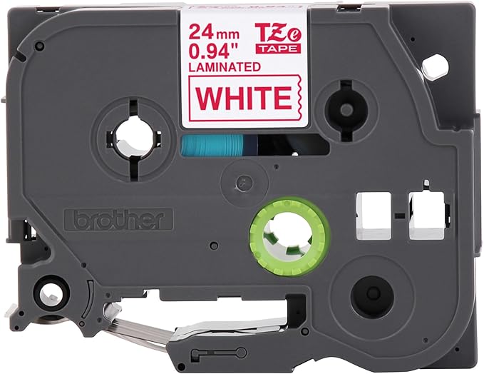 Brother Genuine P-Touch TZe Red Print on White Label Tape (TZe252), Laminated,1in x 26.2ft (24mm x 8m), for Select P-Touch Label Makers, Durable, Water-Resistant, Indoor/Outdoor Use