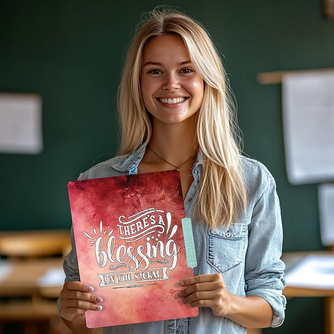 PARTH IMPEX 12 Pack Decorative File Folders, 1/3 Cut Tab with Assorted Positions, Letter Size Paper Holders (9.37” x 11.75”) Matte Finish Laminated for Office School Work - Inspirational Quotes Design