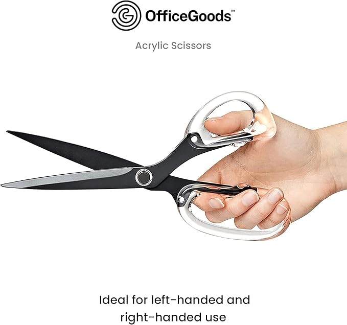 OfficeGoods 9” Stainless Steel Acrylic Scissors for Office and Home - Aesthetic and Sharp All Purpose Scissors, Perfect for Sewing, Arts and Crafts - Matte Black