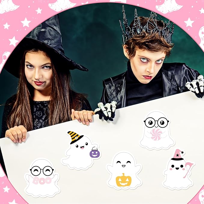 Yinder 24 Pads Cute Sticky Notes Kawaii Fun Animal Sticky Notes Pads Bulk Cartoon Memo Self Adhesive for Veterinary Gift Office School Tab Party Supplies(Ghost)