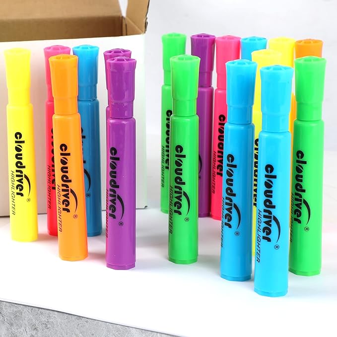 cloudriver Highlighters Bulk Pack of 72, Assorted Color, Chisel Point, Quick Drying Ink, Highlighters Suitable For Classroom, Office And Shop