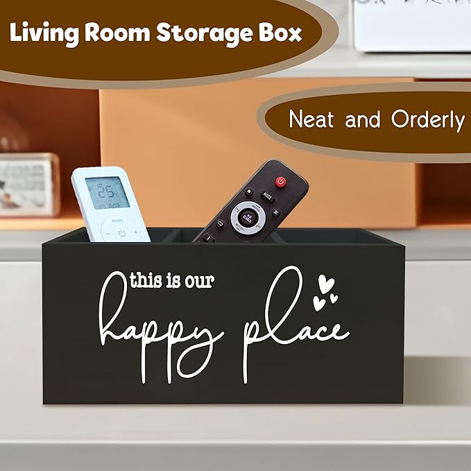 Inspirational Quote This is Our Happy Place Rustic Porch Bathroom Kitchen Decor Wooden Pencil Holder Organizer for Home Office Accessories Inspirational Desk Pen Holder,Housewarming Gifts