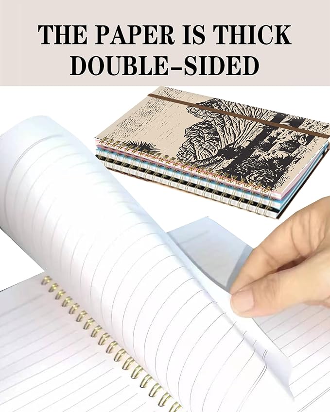 Spiral Journal Notebook, A5 Cute Notebooks for Women Men, College Ruled Hardcover Notebook for Work & Note Taking, 60 Pages Double-Wire Journals for Writing, Retro Mountain