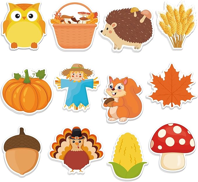 600 Thanksgiving Fall Sticky Notes, Cute Pumpkin Squirrel Turkey Sticky Notes Autumn Sticky Notepad Self Sticky Memo Pads for Fall Thanksgiving Harvest Party Favors Home Office School Supplies