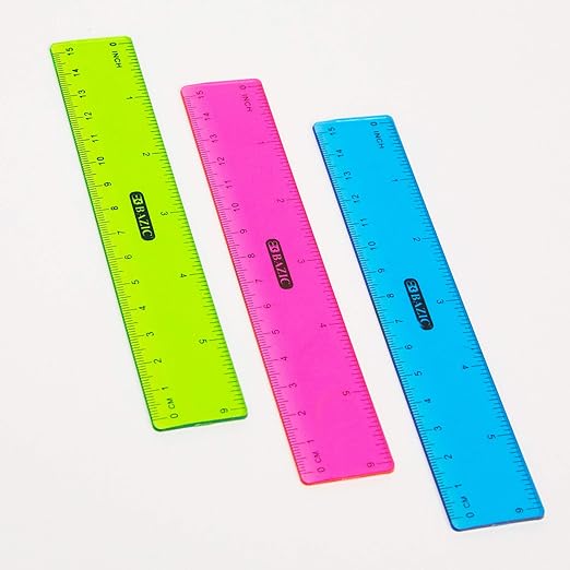 BAZIC Plastic Ruler 6" (15cm), Inches Centimeter Metric Measuring Drafting Rulers, for Students School Supplies (3/Pack), 2-Packs