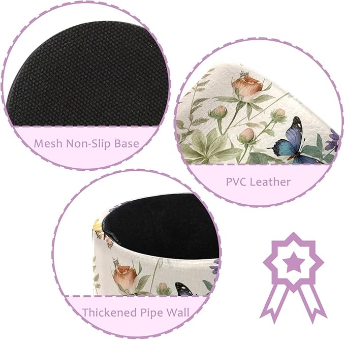 Leather Pen Holder for Desk Floral Pretty Butterflies Pencil Cup Desktop Organizer Makeup Brush Holders Office Supplies for Home, Kids & School