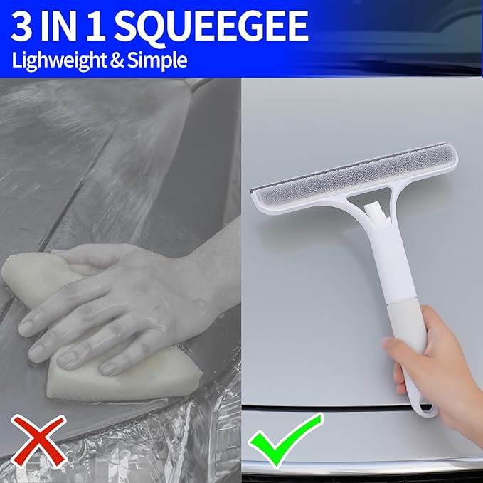 3 in 1 Squeegee for Shower Glass, Window Squeegee with Sprayer 3 in 1 WindowSqueegee Cleaner, Spray WindowSqueegee Cleaner Tool for Car, Home, Kitchen Window