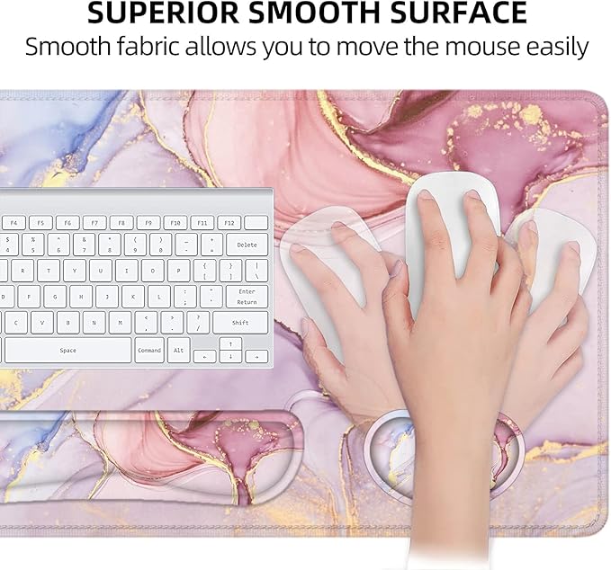 LATEEFAH Desk Mat, Mouse Pad with Wrist Rest, 4-in-1 Large Mouse Pads for Desk, Ergonomic Mouse Pad and Keyboard Wrist Rest Gaming Keyboard Mat for Office, Home