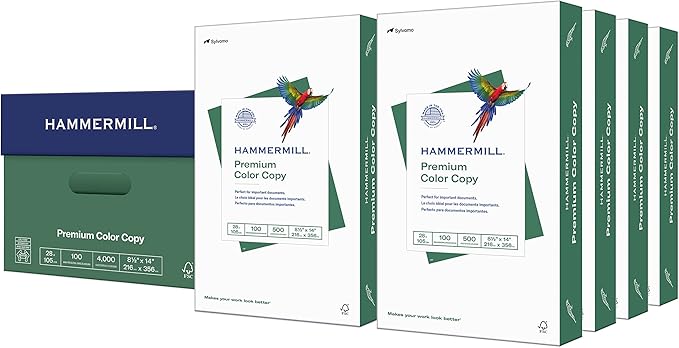 Hammermill Printer Paper, Premium Color 28 lb Copy Paper, 8.5 x 14 - 100 Bright, Made in the USA, 102475 - 8 Ream (4,000 Sheets)