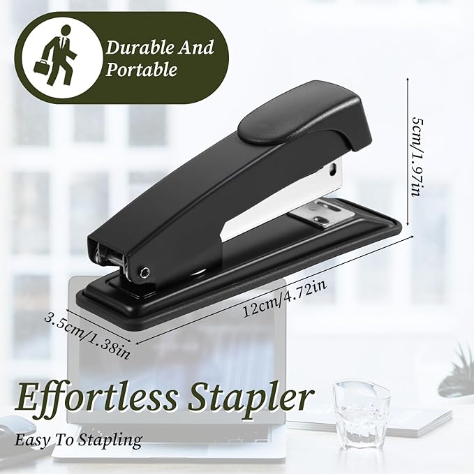 6 Pack Metal Desktop Staplers, 20 Sheet Capacity Heavy Duty Stapler for Classroom Office Desk Accessories Teacher Supplies (Black)