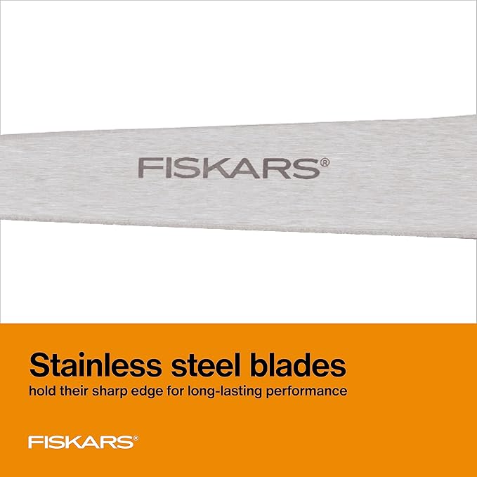 Fiskars 8” Everyday Stainless Steel Scissors (2-Pack) with Ergonomic Handles, Home & Office Scissors for Cutting Paper, Cardboard, Photos and More, Gray