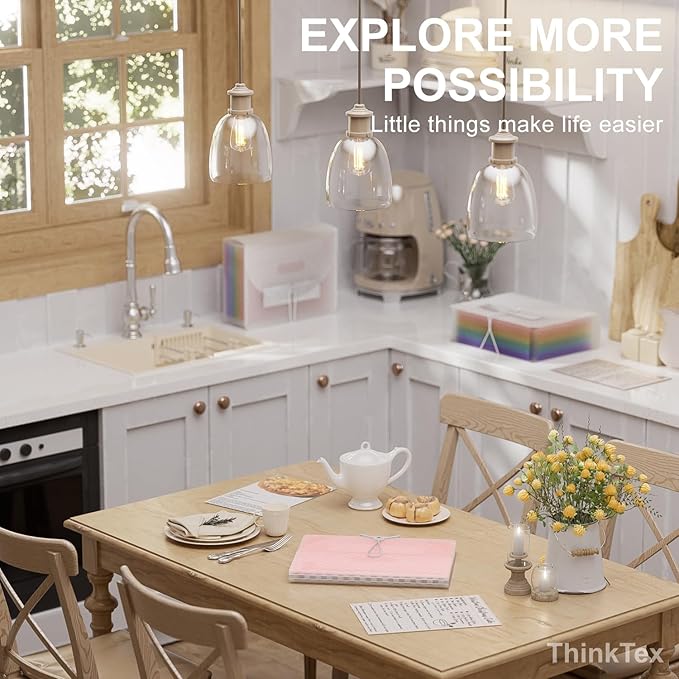 ThinkTex Accordion File Organizer, 12 - Pocket Expanding File Folders for Paper Receipts, Bills&Taxes Organizer, Letter/A4 Size Document Holder for School, Office, Home with Colorful tabs- Pink